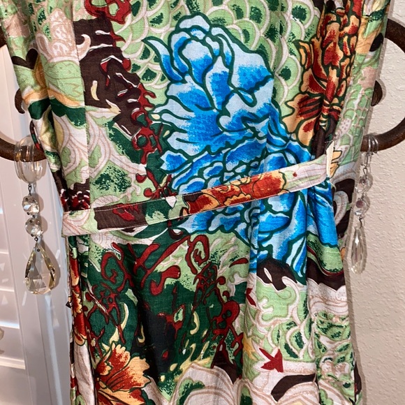 Vintage Aiyana Itchome Dupioni 100% Silk Wrap Dress - Picture 6 of 10